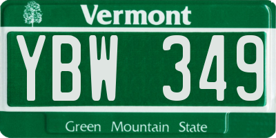 VT license plate YBW349