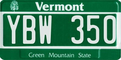 VT license plate YBW350