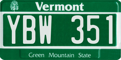 VT license plate YBW351