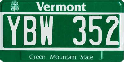 VT license plate YBW352