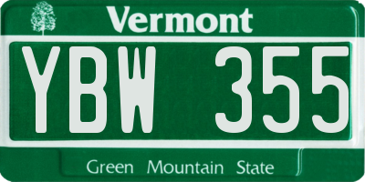 VT license plate YBW355