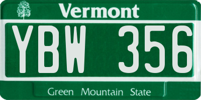 VT license plate YBW356