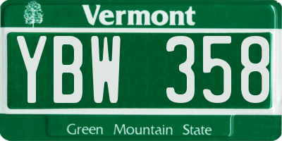 VT license plate YBW358