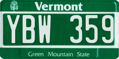 VT license plate YBW359