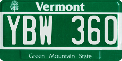 VT license plate YBW360
