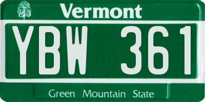 VT license plate YBW361