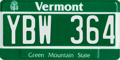 VT license plate YBW364