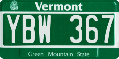 VT license plate YBW367