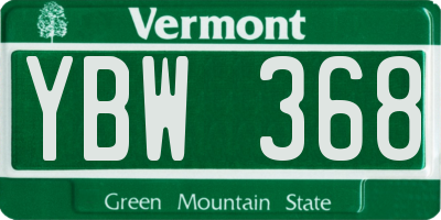 VT license plate YBW368