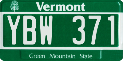 VT license plate YBW371