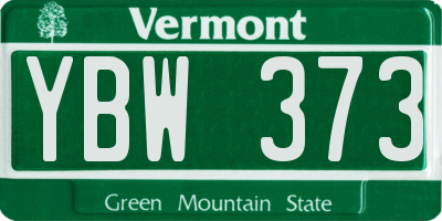 VT license plate YBW373