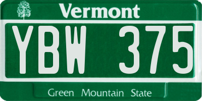 VT license plate YBW375