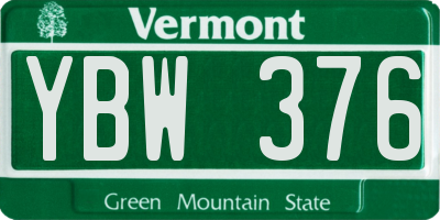 VT license plate YBW376