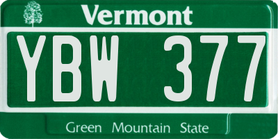 VT license plate YBW377