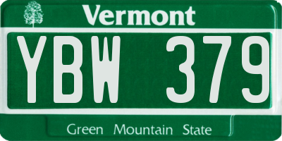 VT license plate YBW379