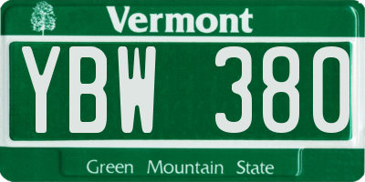 VT license plate YBW380