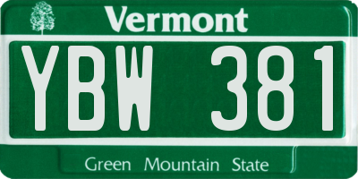 VT license plate YBW381