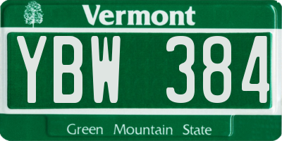VT license plate YBW384