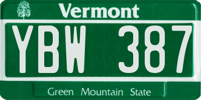 VT license plate YBW387