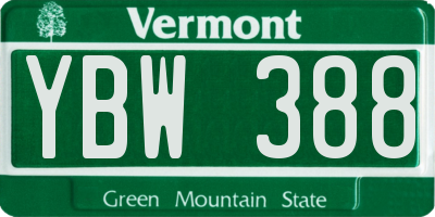 VT license plate YBW388