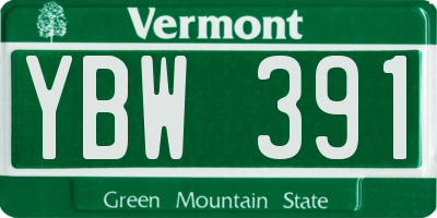 VT license plate YBW391