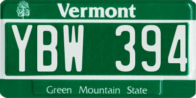 VT license plate YBW394