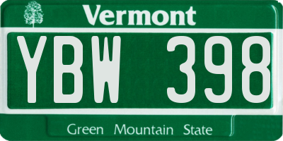 VT license plate YBW398