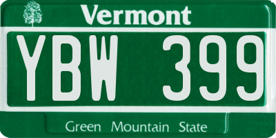 VT license plate YBW399