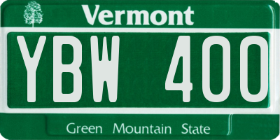 VT license plate YBW400
