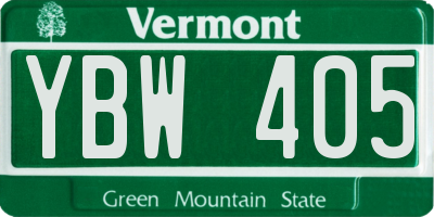 VT license plate YBW405