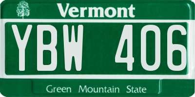VT license plate YBW406
