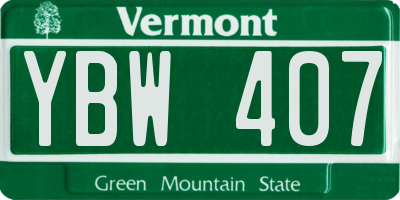 VT license plate YBW407