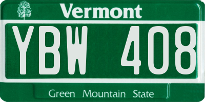 VT license plate YBW408