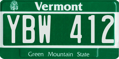 VT license plate YBW412