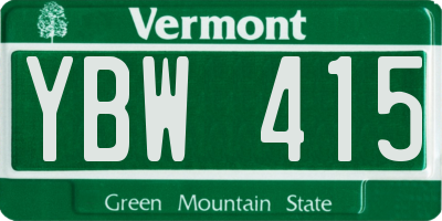 VT license plate YBW415