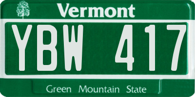 VT license plate YBW417