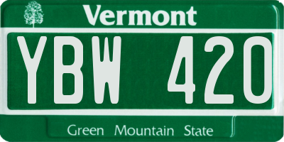 VT license plate YBW420