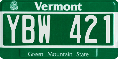VT license plate YBW421