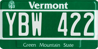 VT license plate YBW422
