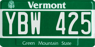 VT license plate YBW425