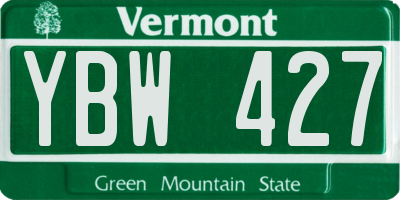 VT license plate YBW427