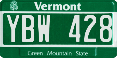 VT license plate YBW428