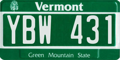 VT license plate YBW431