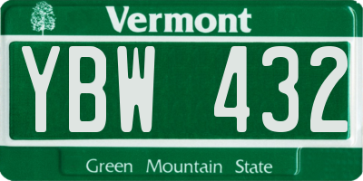 VT license plate YBW432