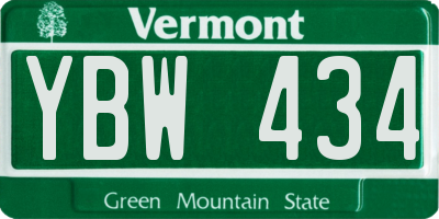VT license plate YBW434