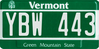 VT license plate YBW443