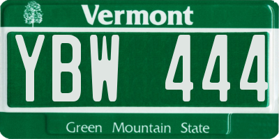 VT license plate YBW444