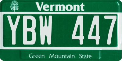 VT license plate YBW447