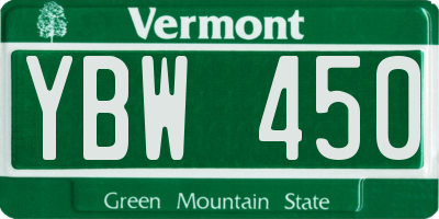 VT license plate YBW450