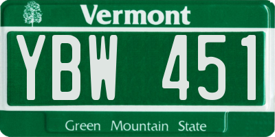 VT license plate YBW451